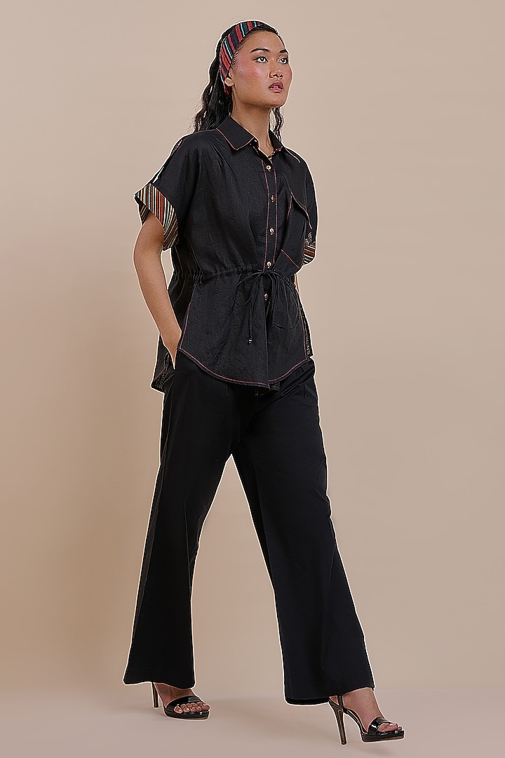 Midnight Blue Linen Tunic by JJV.Kapurthala By JJ Valaya at Pernia's Pop Up Shop