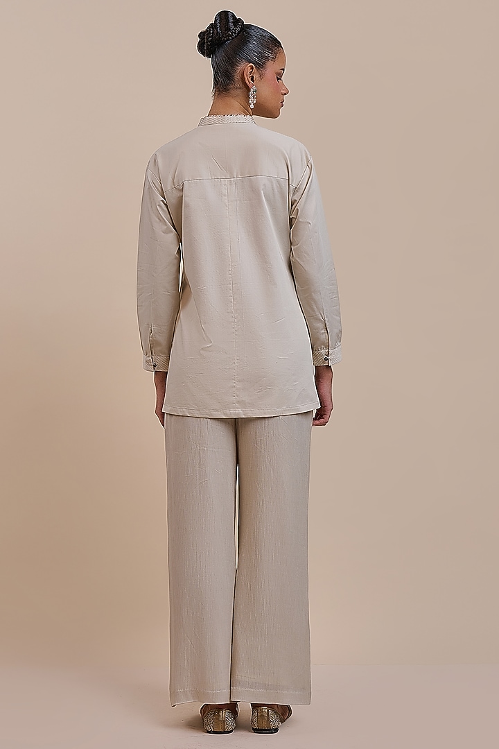 Cream Ivory Cotton Embroidered Tunic by JJV.Kapurthala By JJ Valaya at Pernia's Pop Up Shop