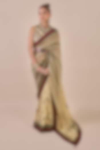 Multi-Colored Viscose Georgette Floral Printed Wedding Saree Set by JJV.Kapurthala By JJ Valaya at Pernia's Pop Up Shop