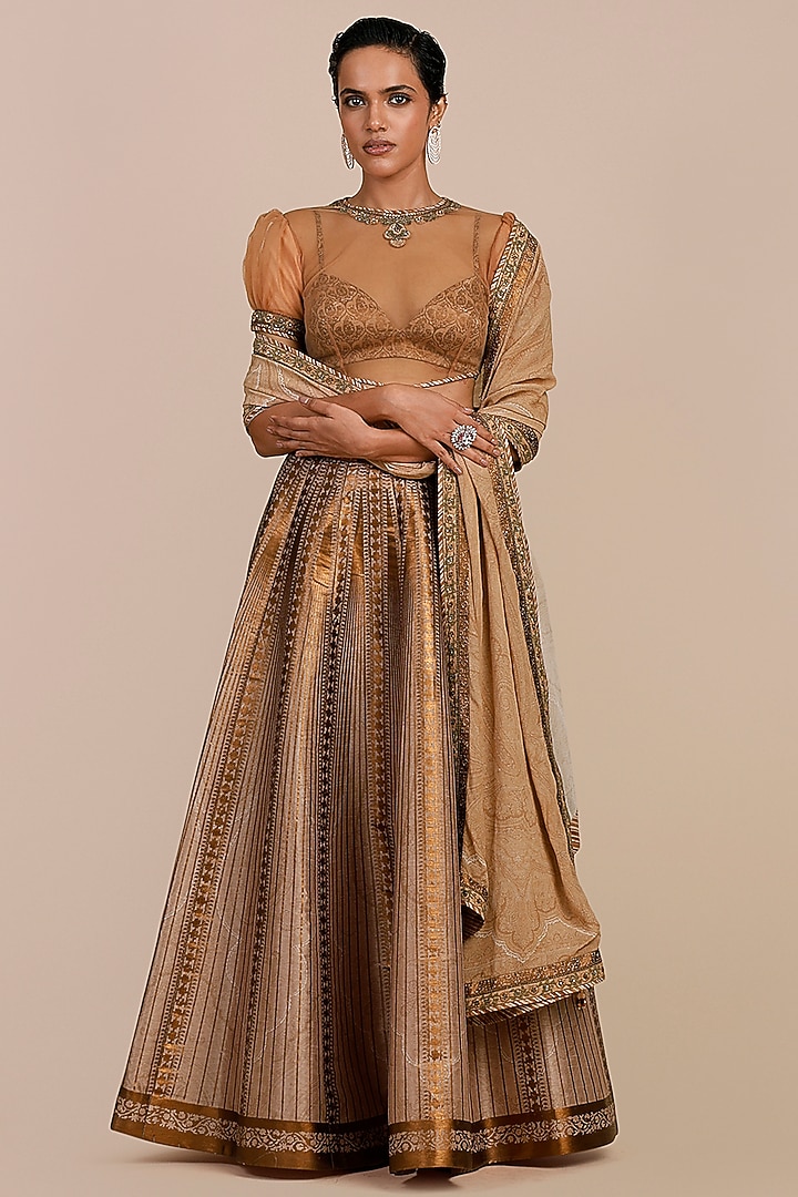 Blush Ivory Synthetic Silk Embellished Skirt Set by JJV.Kapurthala By JJ Valaya at Pernia's Pop Up Shop