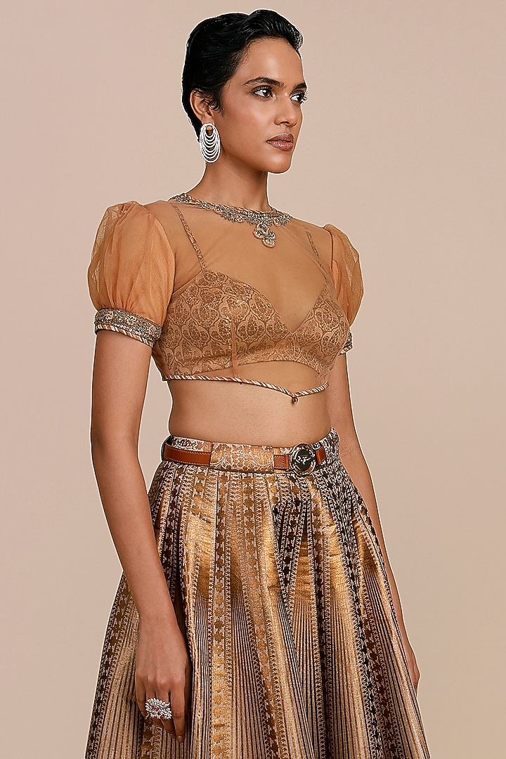 Blush Ivory Synthetic Silk Embellished Skirt Set by JJV.Kapurthala By JJ Valaya at Pernia's Pop Up Shop