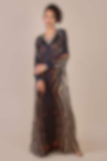 Black Bamberg Crepe Zebra Printed Kaftan by JJV.Kapurthala By JJ Valaya at Pernia's Pop Up Shop