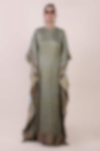 Mint Green Viscose Satin Jaal Printed Kaftan by JJV.Kapurthala By JJ Valaya at Pernia's Pop Up Shop