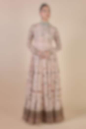 Rose Pink Cupro Viscose Floral Printed Wedding Anarkali by JJV.Kapurthala By JJ Valaya Men at Pernia's Pop Up Shop