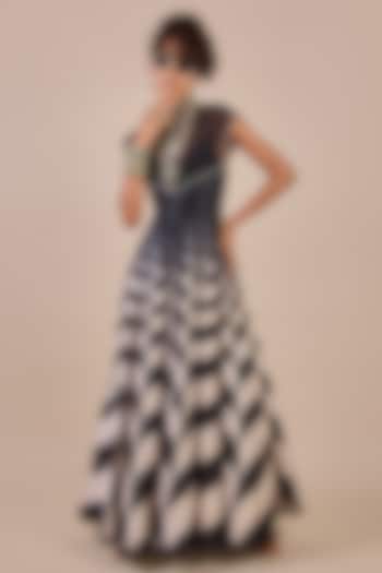 Black & Ivory Ombre Silk Crystal Embellished Bridal Anarkali by JJV.Kapurthala By JJ Valaya Men at Pernia's Pop Up Shop