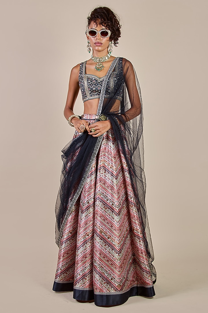 Multi-Colored Synthetic Silk Printed Kalidar Skirt Set by JJV.Kapurthala By JJ Valaya Men at Pernia's Pop Up Shop