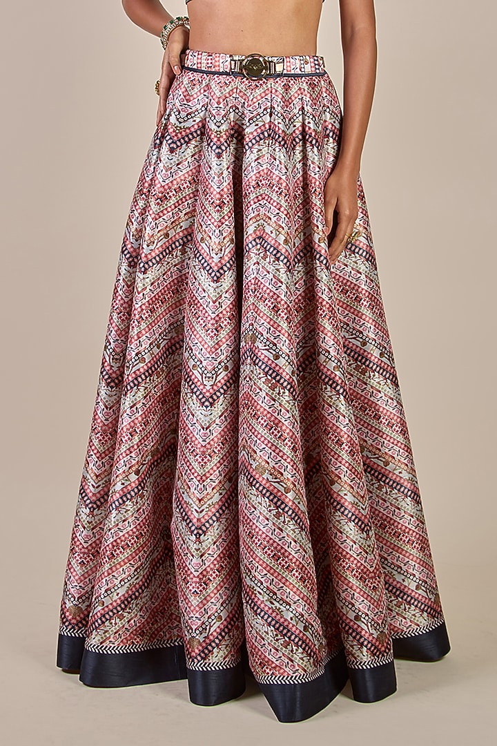 Multi-Colored Synthetic Silk Printed Kalidar Skirt Set by JJV.Kapurthala By JJ Valaya at Pernia's Pop Up Shop