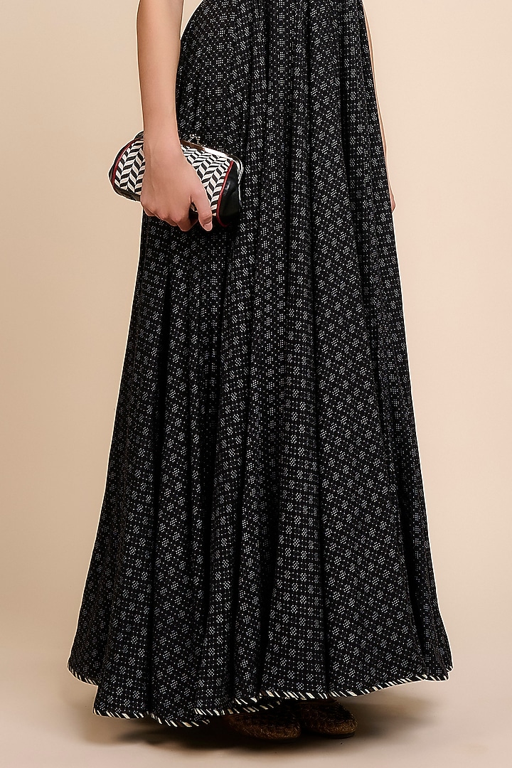 Noir Black Cupro Viscose Sequin Embroidered Maxi Party Wear Dress by JJV.Kapurthala By JJ Valaya at Pernia's Pop Up Shop