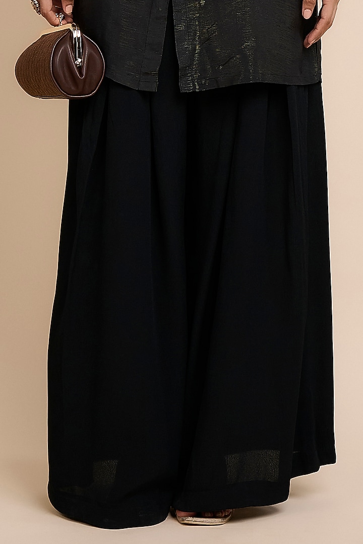 Midnight Blue Satin Linen Embroidered Tunic by JJV.Kapurthala By JJ Valaya at Pernia's Pop Up Shop