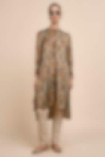Multi-Colored Satin Linen Geometric Tunic by JJV.Kapurthala By JJ Valaya at Pernia's Pop Up Shop