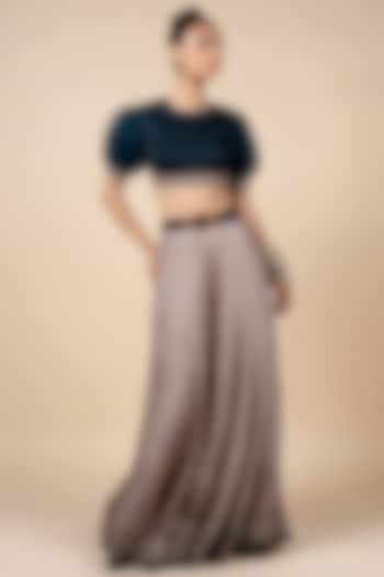 Blush Nugrey Bamberg Silk Geometric Printed Wedding Sharara Set by JJV.Kapurthala By JJ Valaya at Pernia's Pop Up Shop