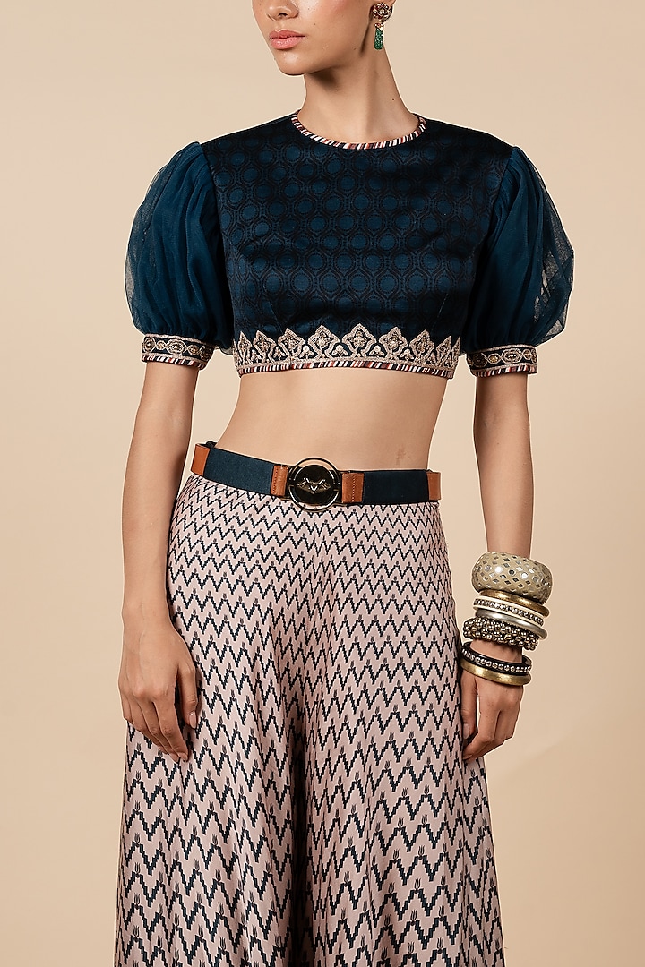 Blush Nugrey Bamberg Silk Geometric Printed Wedding Sharara Set by JJV.Kapurthala By JJ Valaya at Pernia's Pop Up Shop