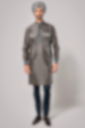 Multi-Colored Tencel Luxe Stripe Printed Kurta by JJV.Kapurthala By JJ Valaya Men at Pernia's Pop Up Shop