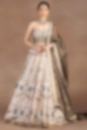 Pearl Ivory Silk Printed Bridal Lehenga Set by JJ Valaya at Pernia's Pop Up Shop