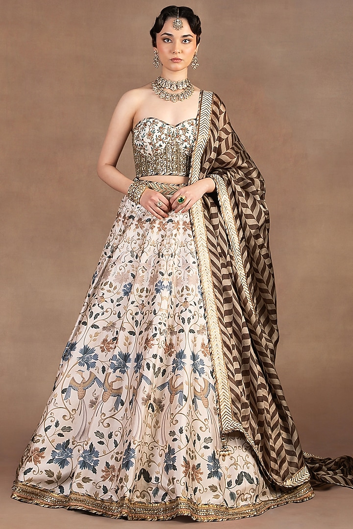 Pearl Ivory Silk Printed Bridal Lehenga Set by JJ Valaya at Pernia's Pop Up Shop