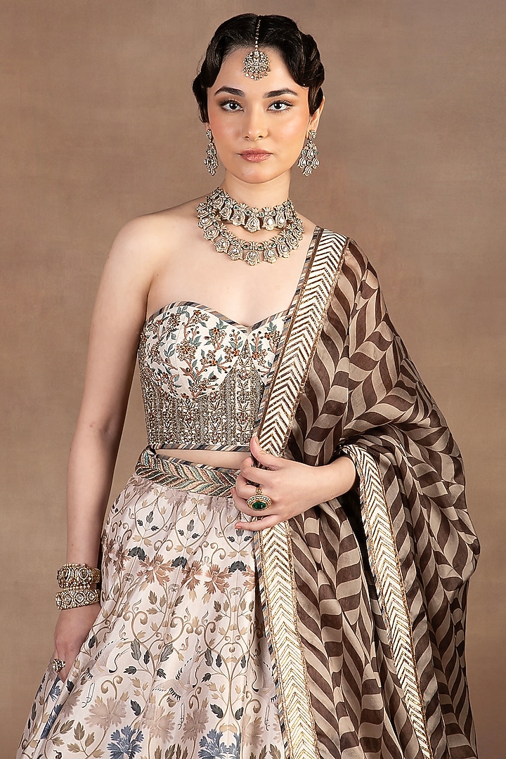 Pearl Ivory Silk Printed Bridal Lehenga Set by JJ Valaya at Pernia's Pop Up Shop