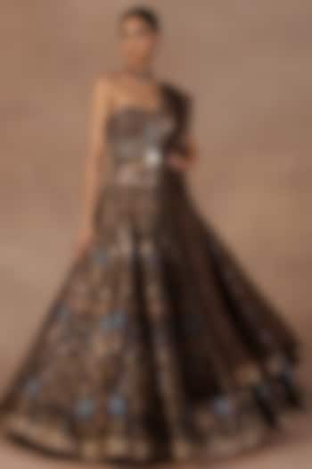 Mocha Brown Silk Resham Embroidered Bridal Lehenga Set by JJ Valaya at Pernia's Pop Up Shop