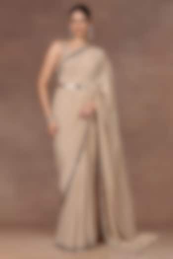 Soft Pink Silk Bead & Crystal Work Bridal Saree Set by Jj Valaya at Pernia's Pop Up Shop