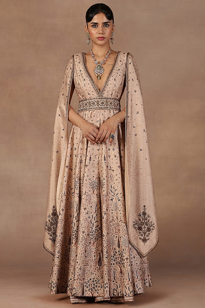 Almond Ivory Silk Sequins Embroidered Jacket Set by Jj Valaya at Pernia's Pop Up Shop