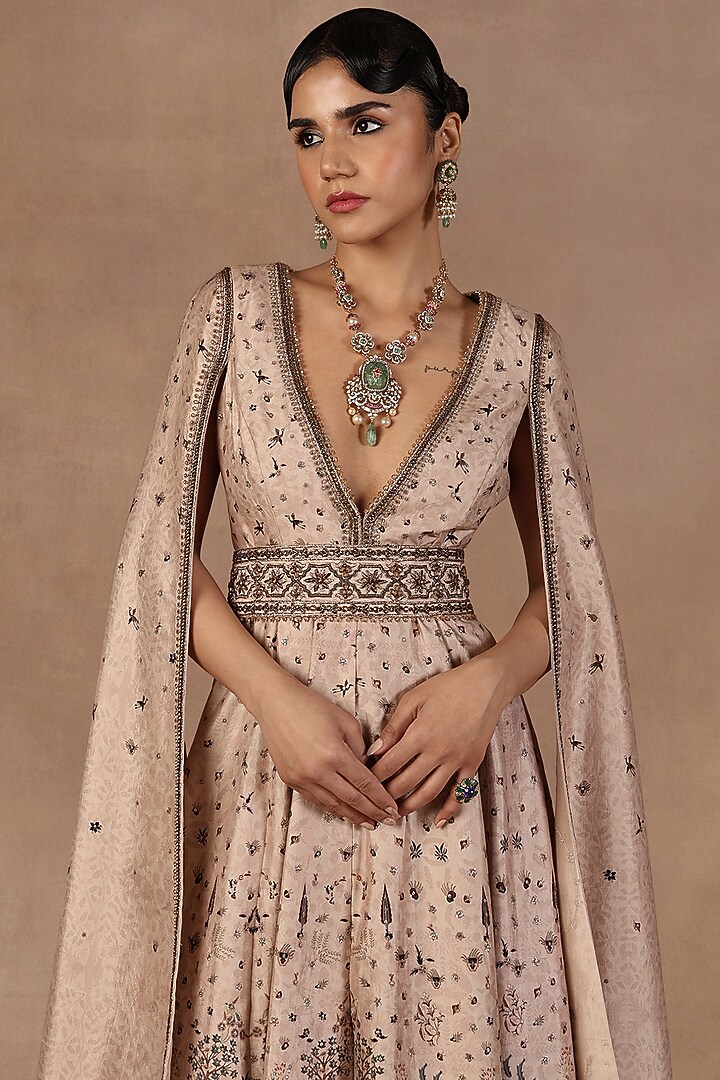 Almond Ivory Silk Sequins Embroidered Jacket Set by Jj Valaya at Pernia's Pop Up Shop