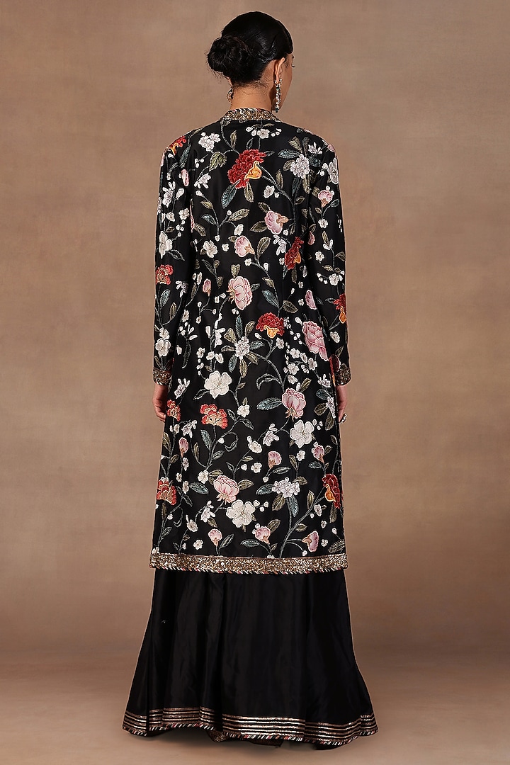 Deep Black Silk Sequins Embroidered Jacket Set by Jj Valaya at Pernia's Pop Up Shop