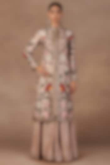 Soft Pink Silk Sequins Embroidered Jacket Set by Jj Valaya at Pernia's Pop Up Shop