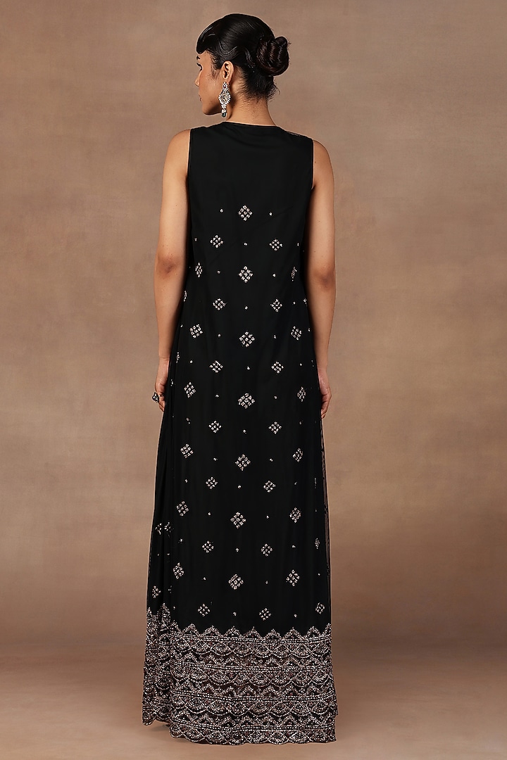 Emerald Green Tulle Sequins Embroidered Maxi Party Wear Dress by JJ Valaya at Pernia's Pop Up Shop