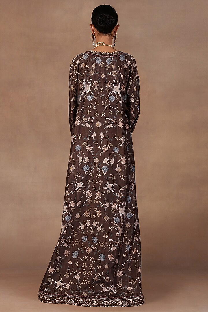 Mocha Brown Silk Sequins Embroidered Kaftan by JJ Valaya at Pernia's Pop Up Shop