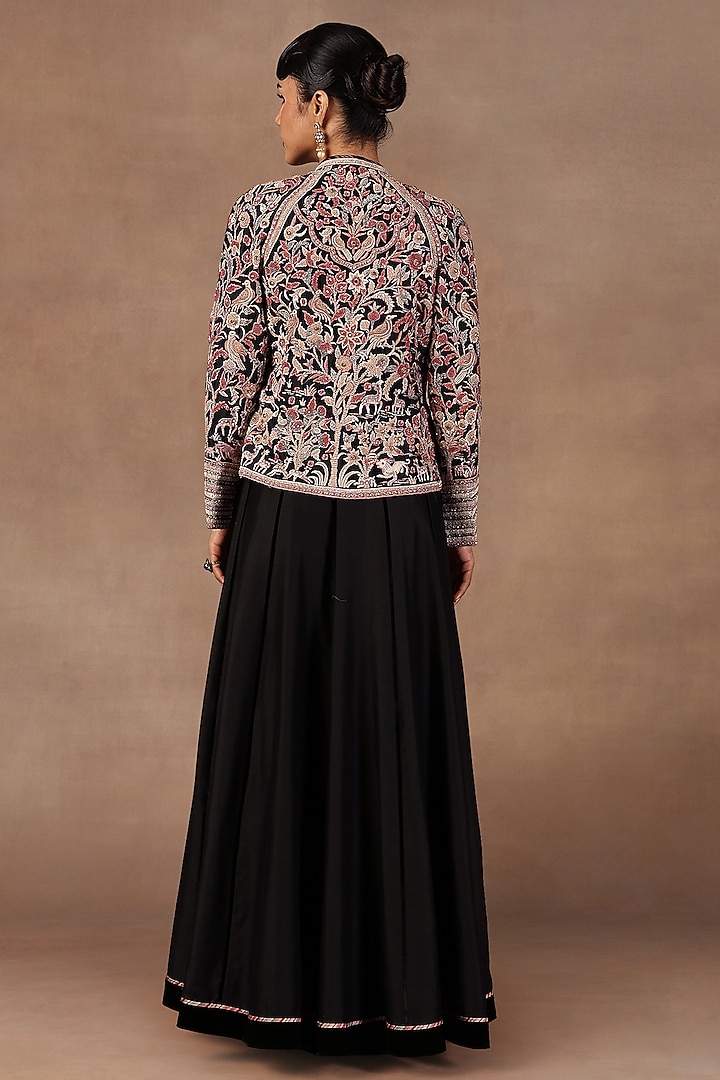 Black Silk Resham Embroidered Jacket by JJ Valaya at Pernia's Pop Up Shop