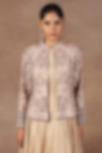 Ivory Silk Resham Embroidered Jacket by JJ Valaya at Pernia's Pop Up Shop