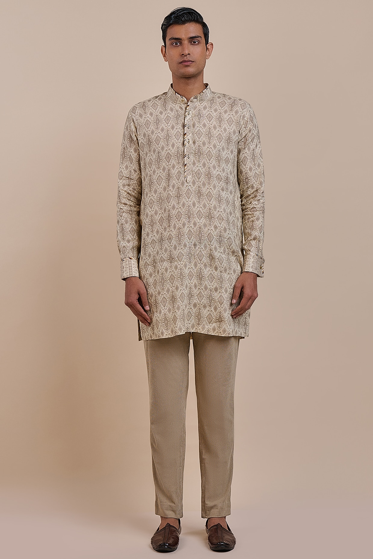 JJV.Kapurthala By JJ Valaya Pearl Ivory Giza Cotton Kurta