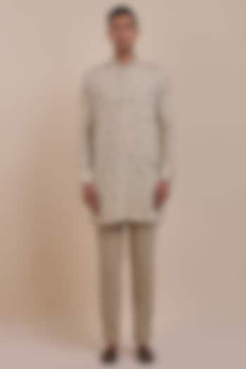 Pearl Ivory Giza Cotton Kurta by JJV.Kapurthala By JJ Valaya Men at Pernia's Pop Up Shop