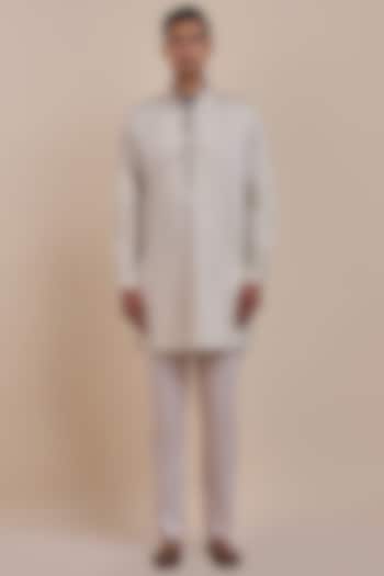 Pearl Ivory Giza Cotton Thread Embroidered Kurta by JJV.Kapurthala By JJ Valaya Men at Pernia's Pop Up Shop