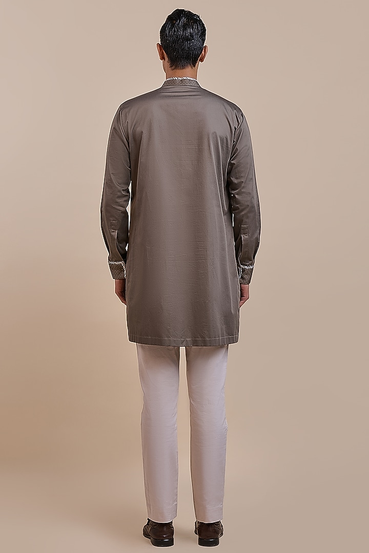 Ash Brown Cotton Kurta by JJV.Kapurthala By JJ Valaya Men at Pernia's Pop Up Shop