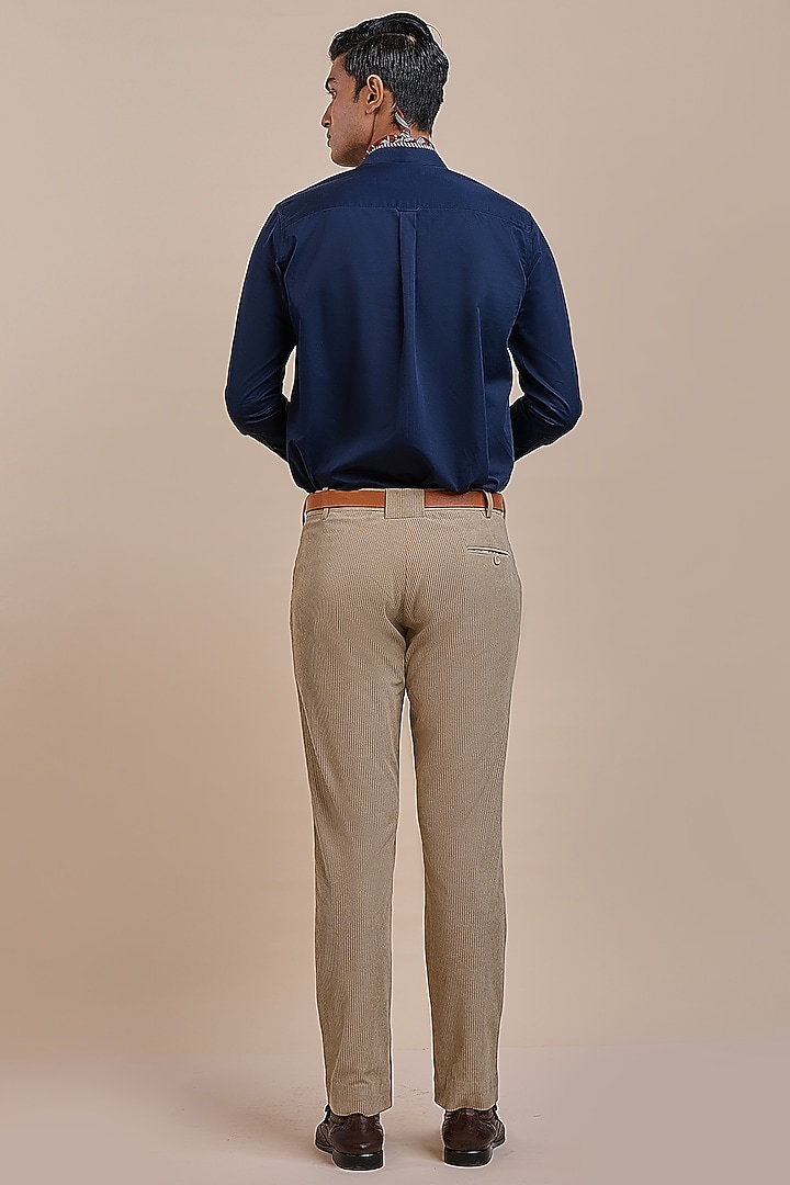Navy Blue Cotton Wedding Shirt by JJV.Kapurthala By JJ Valaya Men at Pernia's Pop Up Shop