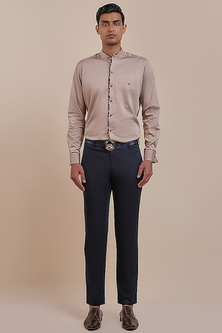 Warm Beige Cotton Wedding Shirt by JJV.Kapurthala By JJ Valaya Men at Pernia's Pop Up Shop