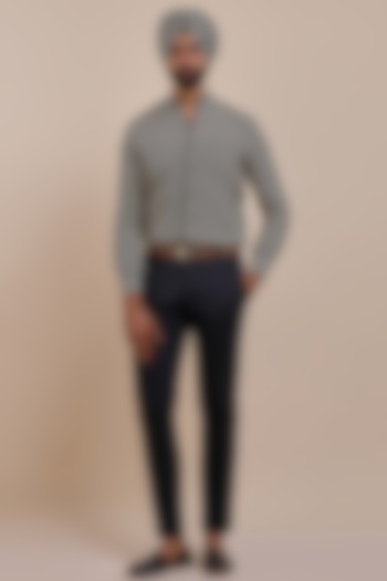 Black & Ivory Linen Wedding Shirt by JJV.Kapurthala By JJ Valaya Men at Pernia's Pop Up Shop