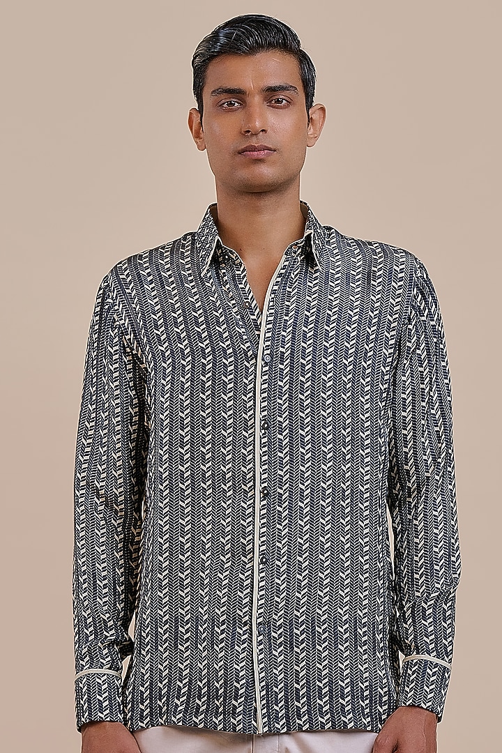 Black Silk Wedding Shirt by JJV.Kapurthala By JJ Valaya Men at Pernia's Pop Up Shop