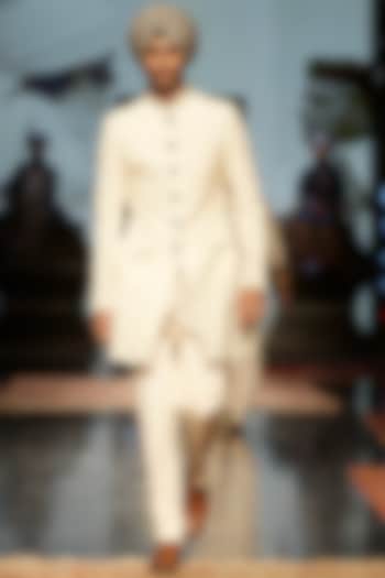 Ivory Ombre Printed Indo Western Jacket by JJV.Kapurthala By JJ Valaya Men at Pernia's Pop Up Shop