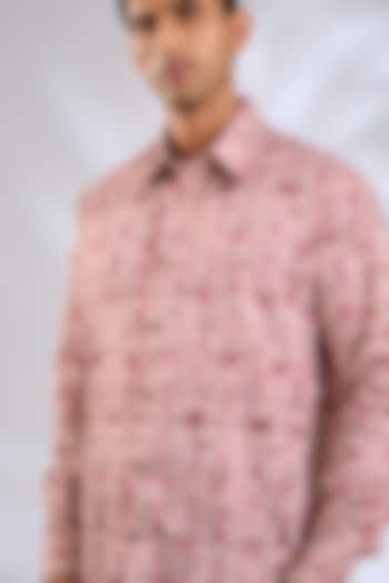 Rust Pink Giza Cotton Digital Printed Party Wear Shirt by JJV.Kapurthala By JJ Valaya Men at Pernia's Pop Up Shop