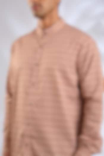 Rust Orange Giza Cotton Boota Printed Wedding Shirt by JJV.Kapurthala By JJ Valaya Men at Pernia's Pop Up Shop
