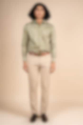 Sage Green Giza Cotton Digital Printed Party Wear Shirt by JJV.Kapurthala By JJ Valaya Men at Pernia's Pop Up Shop