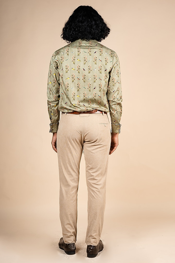 Sage Green Giza Cotton Digital Printed Party Wear Shirt by JJV.Kapurthala By JJ Valaya Men at Pernia's Pop Up Shop