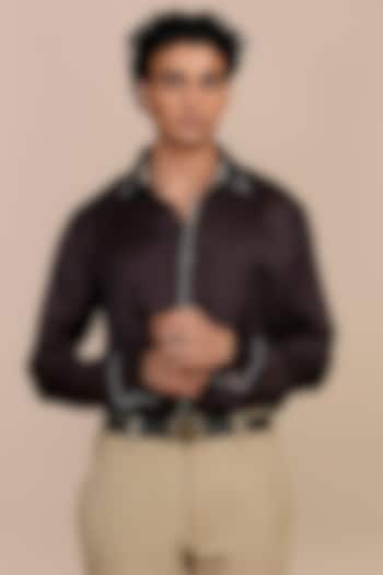 Violet Cotton Satin Linen Wedding Shirt by JJV.Kapurthala By JJ Valaya Men at Pernia's Pop Up Shop