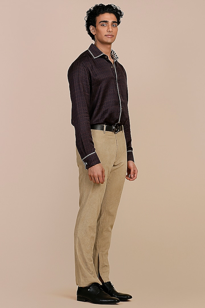 Violet Cotton Satin Linen Wedding Shirt by JJV.Kapurthala By JJ Valaya Men at Pernia's Pop Up Shop