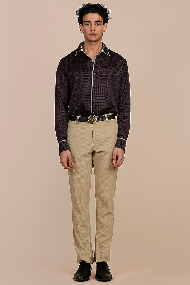 Violet Cotton Satin Linen Wedding Shirt by JJV.Kapurthala By JJ Valaya Men at Pernia's Pop Up Shop
