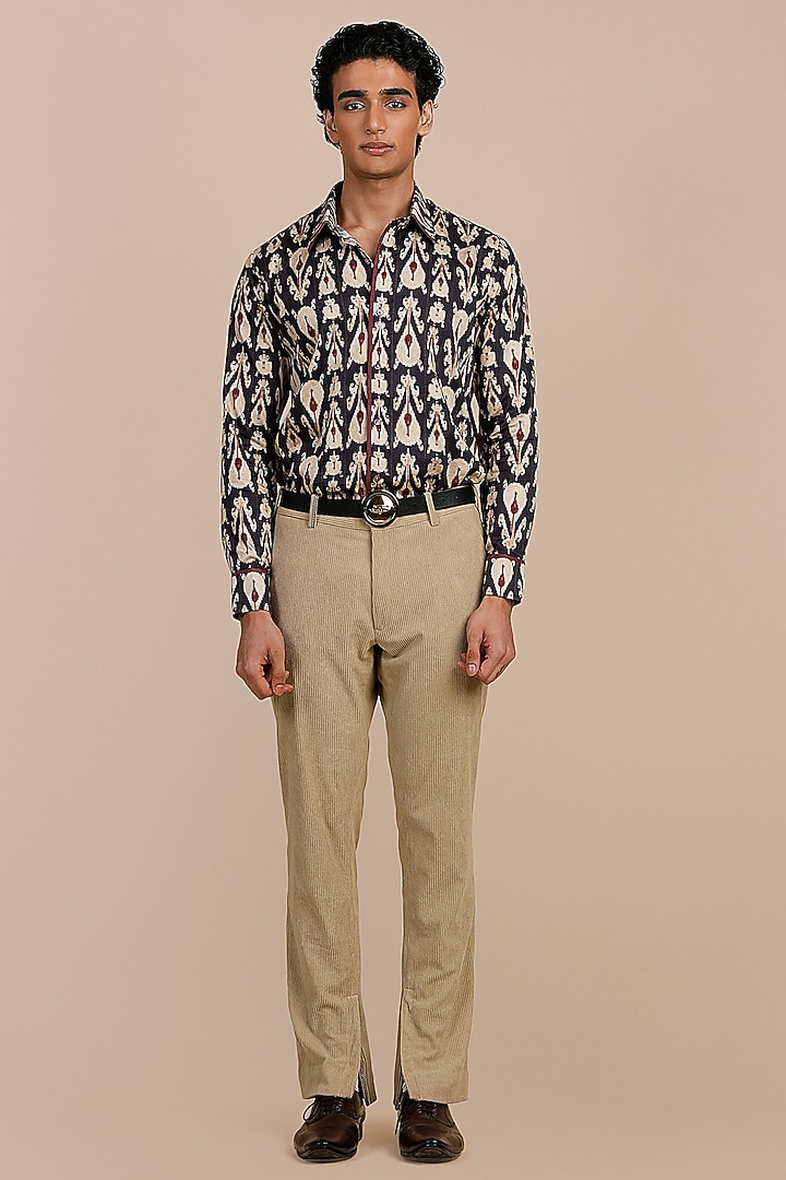 Midnight Blue Giza Cotton Wedding Shirt by JJV.Kapurthala By JJ Valaya Men at Pernia's Pop Up Shop