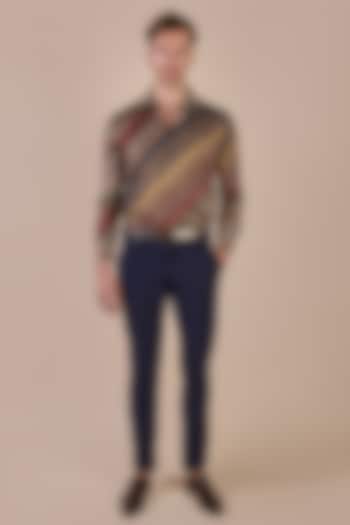 Multi-Colored Giza Cotton Stripe Printed Party Wear Shirt by JJV.Kapurthala By JJ Valaya Men at Pernia's Pop Up Shop