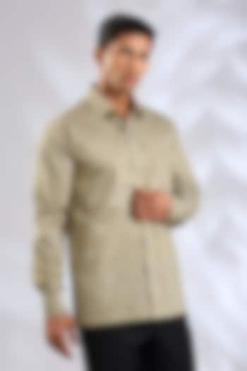 Green Giza Cotton Boota Printed Wedding Shirt by JJV.Kapurthala By JJ Valaya Men at Pernia's Pop Up Shop