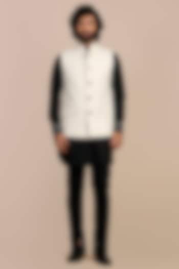 Ivory Viscose Nehru Jacket by JJV.Kapurthala By JJ Valaya Men at Pernia's Pop Up Shop